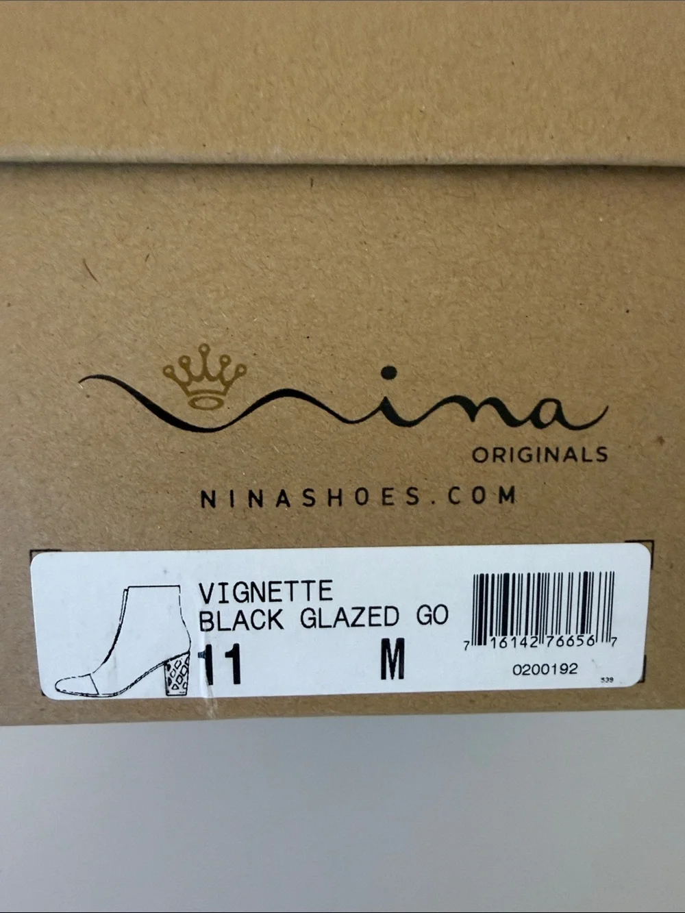 Nina Originals Black Glazed Vignette Ankle Boots